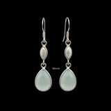 Aqua Chalcedony & Mother of Pearl Silver Earring