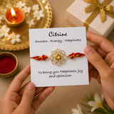 Citrine Sahasrara Chakra Silver Rakhi