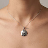 minimal silver lotus pendant with matching earrings 925 jewellery