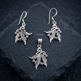 nature inspired silver leaf jewellery set for women