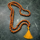 Original 5 Mukhi Rudraksha mala featuring 108 natural 7–7.5 mm beads