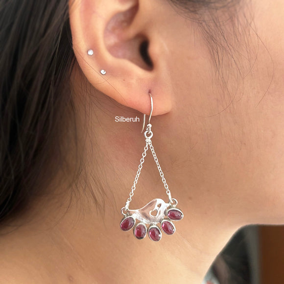 925 Silver Garnet Earrings