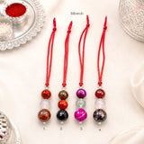 Premium Silver Lumba Rakhi with Semi-Precious Gemstones