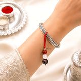 Handmade 925 Silver Gemstone Beaded Lumba Rakhi