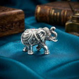 Pure 999 silver elephant showpiece with raised trunk