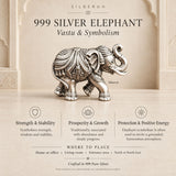 Ornate 999 silver elephant figurine with raised trunk