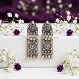 tribal oxidised silver earrings 925 India