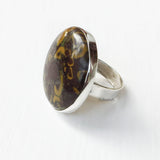 Agate Round Silver Ring