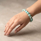 Genuine Amazonite gemstone bracelet with calming green-blue tumble beads