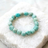 Natural Amazonite tumble beaded stretch bracelet handcrafted for everyday wear