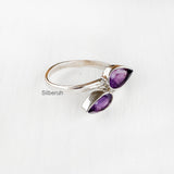 Amethyst Adjustable Facetted Silver Ring