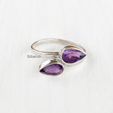 Amethyst Adjustable Facetted Silver Ring