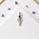 Handcrafted sterling silver angel pendant featuring Amethyst