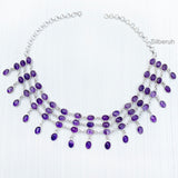 Amethyst Choker Silver Necklace