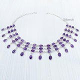 Amethyst Choker Silver Necklace