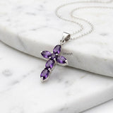 amethyst cross silver pendant 925 India