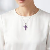 purple gemstone cross pendant sterling silver