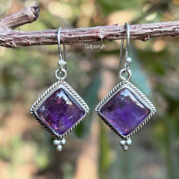 Natural Amethyst earrings in sterling silver