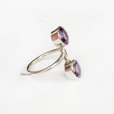 Amethyst Facetted Adjustable Silver Ring