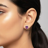 Amethyst Facetted Oval Silver Stud