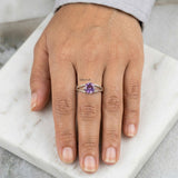 handcrafted round amethyst silver ring women