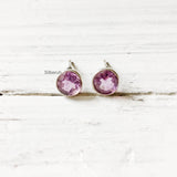 Amethyst Facetted Round Silver Stud