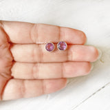 Amethyst Facetted Round Silver Stud