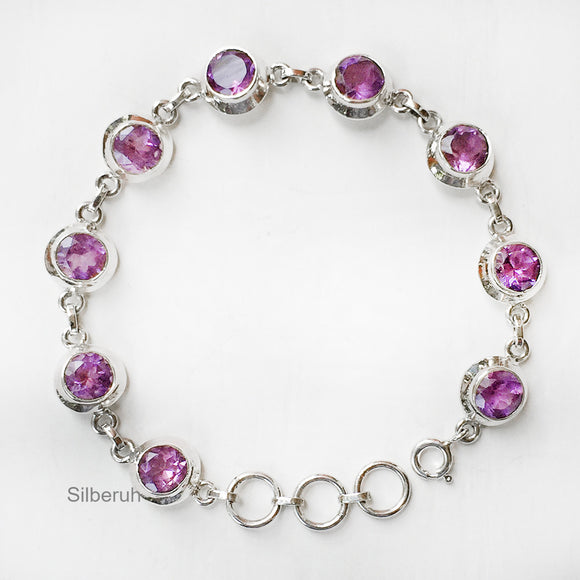 Amethyst Facetted Silver Bracelet