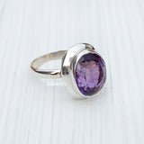 Amethyst Facetted Silver Ring