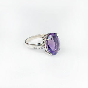 Amethyst Facetted Silver Ring