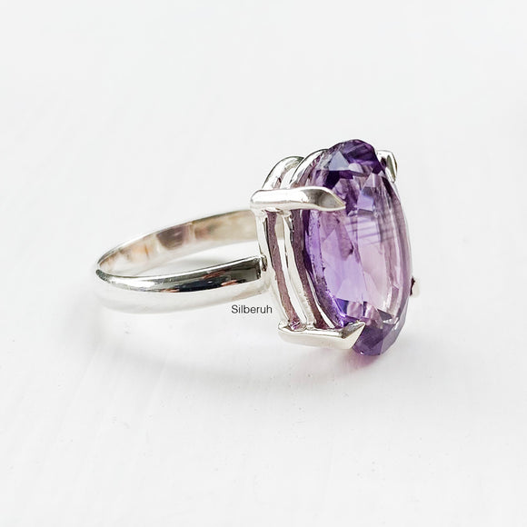 Amethyst Facetted Silver Ring