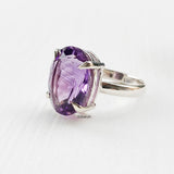 Amethyst Facetted Silver Ring