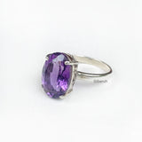 Amethyst Facetted Silver Ring