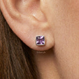 purple gemstone stud earrings minimal design