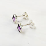 Amethyst Facetted Square Silver Stud