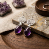 statement amethyst earrings 925 silver India