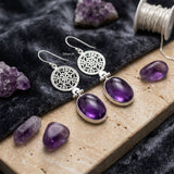 925 sterling silver amethyst filigree jali earrings India