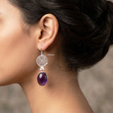 Amethyst Filigree Jali Silver Earring