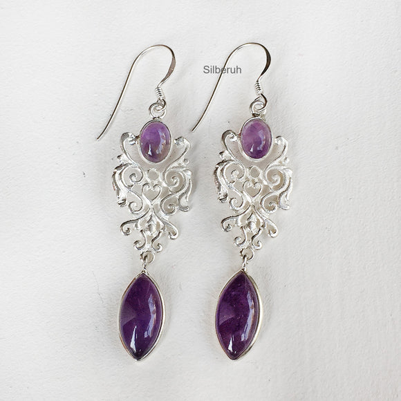 Amethyst Filigree Silver Earring