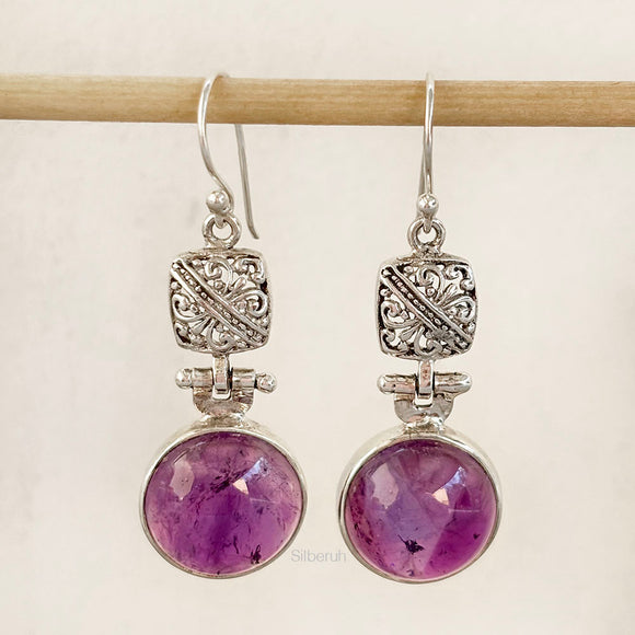 Amethyst Filigree Silver Earring