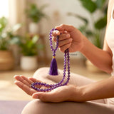 Natural Amethyst prayer beads for yoga and mindfulness