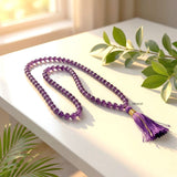 Traditional 108 bead Amethyst Japa Mala necklace