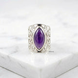 925 silver amethyst jali ring India