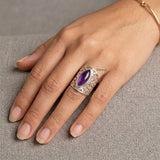 elegant marquise amethyst silver ring women India