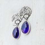 Amethyst Jali Silver Drop Earring