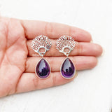 Amethyst Jali Silver Drop Earring