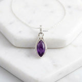 Amethyst Knot Marquise Silver Pendant