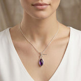 handcrafted amethyst marquise knot sterling silver pendant
