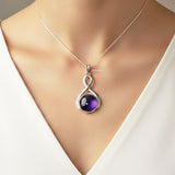 Natural Amethyst 92.5 silver pendant for women