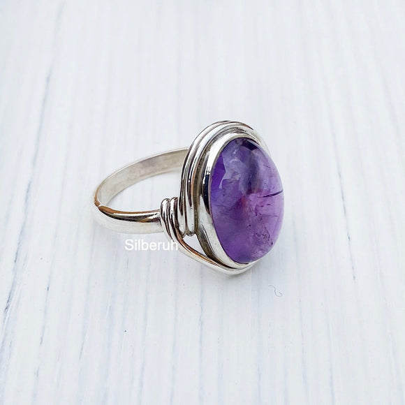 Amethyst Knot Silver Ring